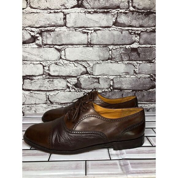 Mezlan Florence Brown Leather Brogue Cap Toe Oxfords Lace Dress Shoes Men Sz 12W - Picture 9 of 16